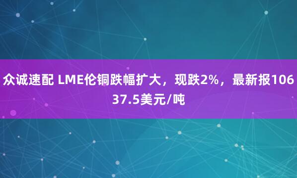 众诚速配 LME伦铜跌幅扩大，现跌2%，最新报10637.5美元/吨